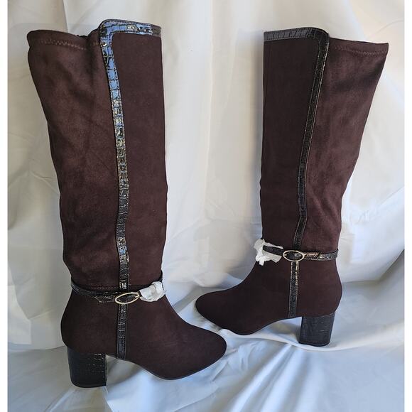 Karen Scott Isalee Buckled Zip Dress Boots - Chocolate - Picture 3 of 6